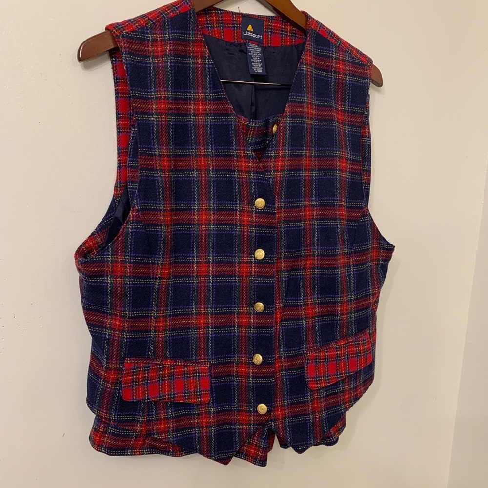 Liz Sport Plaid Vest and Short, Size 14